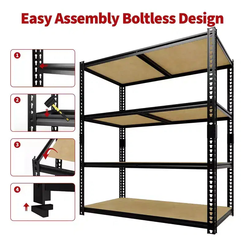 3050LBS Heavy Duty 5-Tier Storage Shelves 72H x 48W x 24D Adjustable Metal Shelving Black Rack for Garage Home Industrial