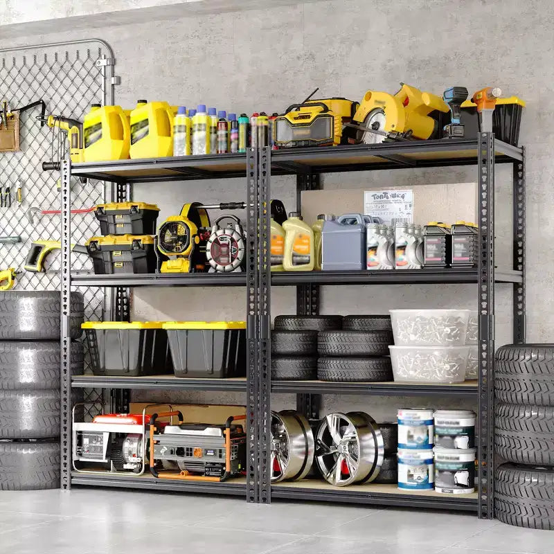 3050LBS Heavy Duty 5-Tier Storage Shelves 72H x 48W x 24D Adjustable Metal Shelving Black Rack for Garage Home Industrial