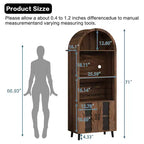 JVNOXK 71''Farmhouse-Style Arched Display Cabinet with Wine Rack and Glass Holder Wine Storage Cabinet for Dining Rooms and Living Rooms, Walnut