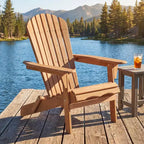 JVNOXK Set of 2 Wooden Folding Adirondack Chairs with Pre-Assembled Backrest, Outdoor Patio Chairs for Garden, Backyard, Porch, Pool & Fire Pit