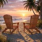 JVNOXK Set of 2 Wooden Folding Adirondack Chairs with Pre-Assembled Backrest, Outdoor Patio Chairs for Garden, Backyard, Porch, Pool & Fire Pit