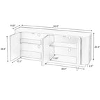 JVNOXK 64 Wave Pattern Sideboard Cabinet, Wooden TV Stand & Storage Buffet with Vertical Stripes for Living Room, Kitchen & Entryway, Black