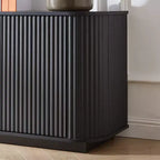 JVNOXK 64 Wave Pattern Sideboard Cabinet, Wooden TV Stand & Storage Buffet with Vertical Stripes for Living Room, Kitchen & Entryway, Black