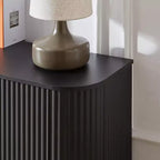 JVNOXK 64 Wave Pattern Sideboard Cabinet, Wooden TV Stand & Storage Buffet with Vertical Stripes for Living Room, Kitchen & Entryway, Black
