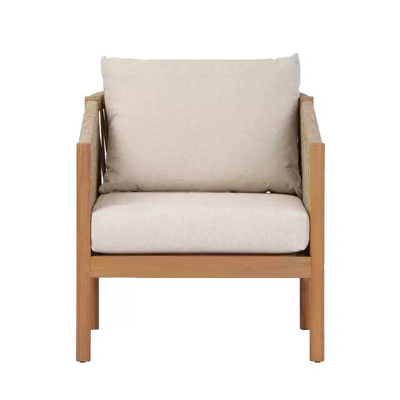 Christopher Knight Home Maha Sedia club moderna da esterno in acacia e corda intrecciata con cuscino