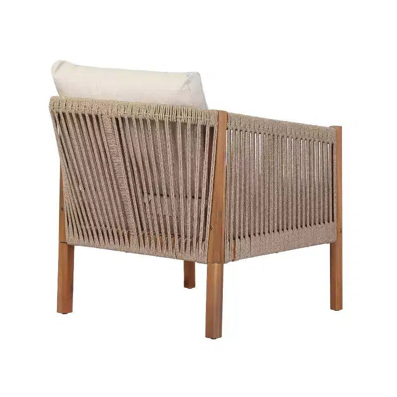 Christopher Knight Home Maha Sedia club moderna da esterno in acacia e corda intrecciata con cuscino