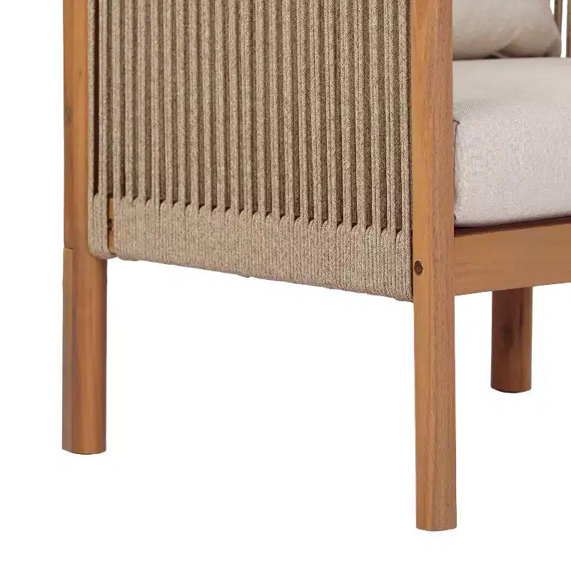 Christopher Knight Home Maha Sedia club moderna da esterno in acacia e corda intrecciata con cuscino