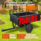 Rimorchio ribaltabile per ATV in acciaio per impieghi gravosi con capacità di 680 kg, carrello multiuso da 425 litri con sponde rimovibili per giardino e cortile