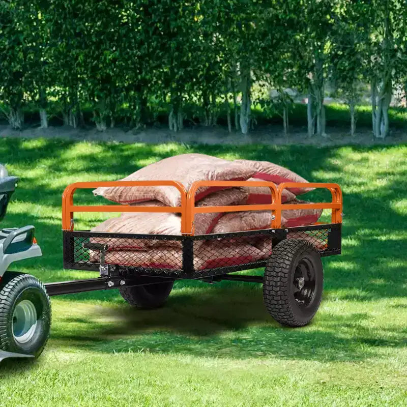 Rimorchio ribaltabile per ATV in acciaio per impieghi gravosi con capacità di 680 kg, carrello multiuso da 425 litri con sponde rimovibili per giardino e cortile