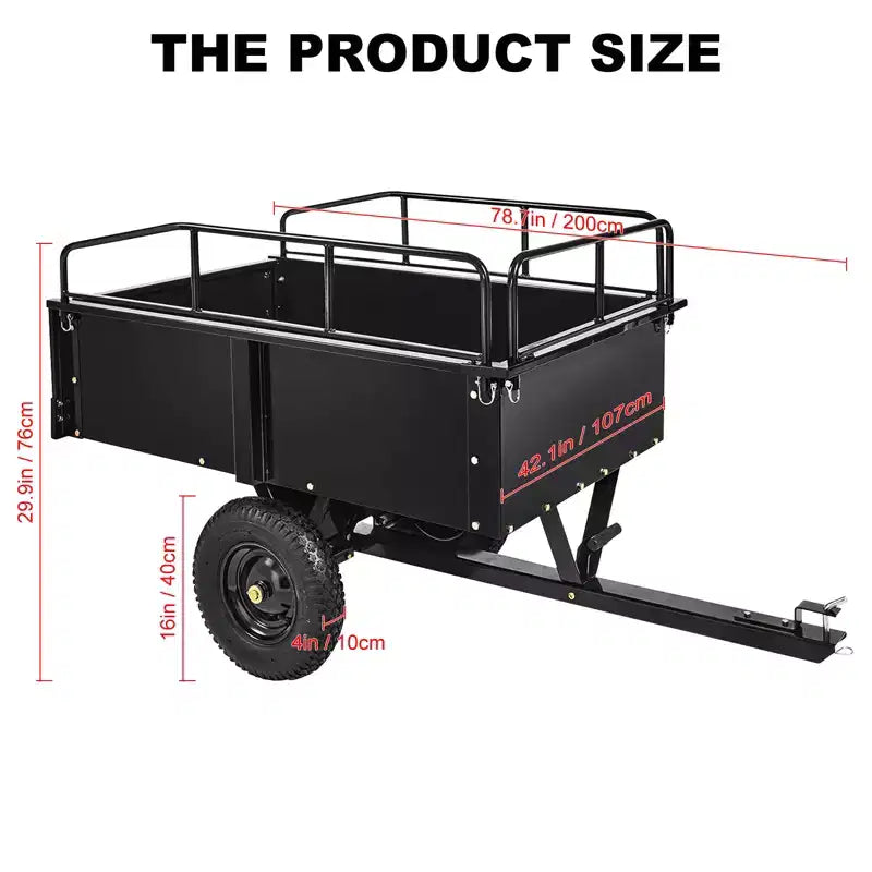 Rimorchio ribaltabile per ATV in acciaio per impieghi gravosi con capacità di 680 kg, carrello multiuso da 425 litri con sponde rimovibili per giardino e cortile