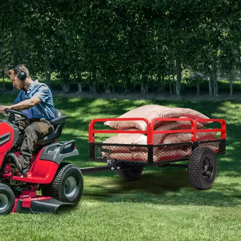 Rimorchio ribaltabile per ATV in acciaio per impieghi gravosi con capacità di 680 kg, carrello multiuso da 425 litri con sponde rimovibili per giardino e cortile