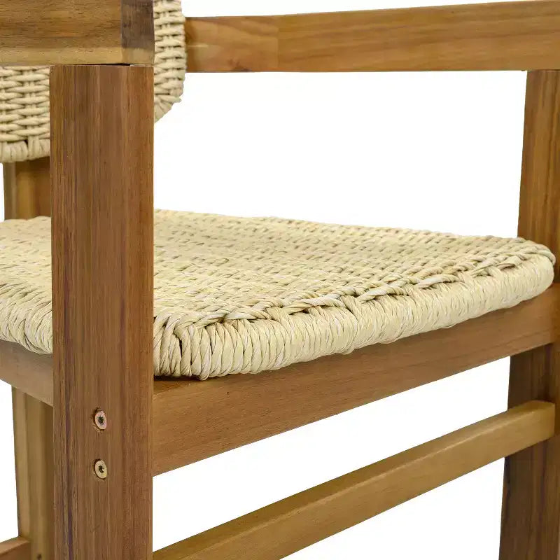 GDFStudio Andre Set di 2 Sedie da Esterno in Legno di Acacia e Rattan Intrecciato