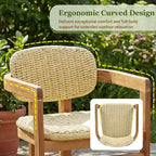 GDFStudio Andre Set di 2 Sedie da Esterno in Legno di Acacia e Rattan Intrecciato