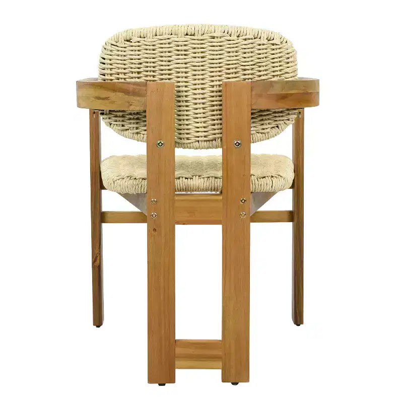 GDFStudio Andre Set di 2 Sedie da Esterno in Legno di Acacia e Rattan Intrecciato