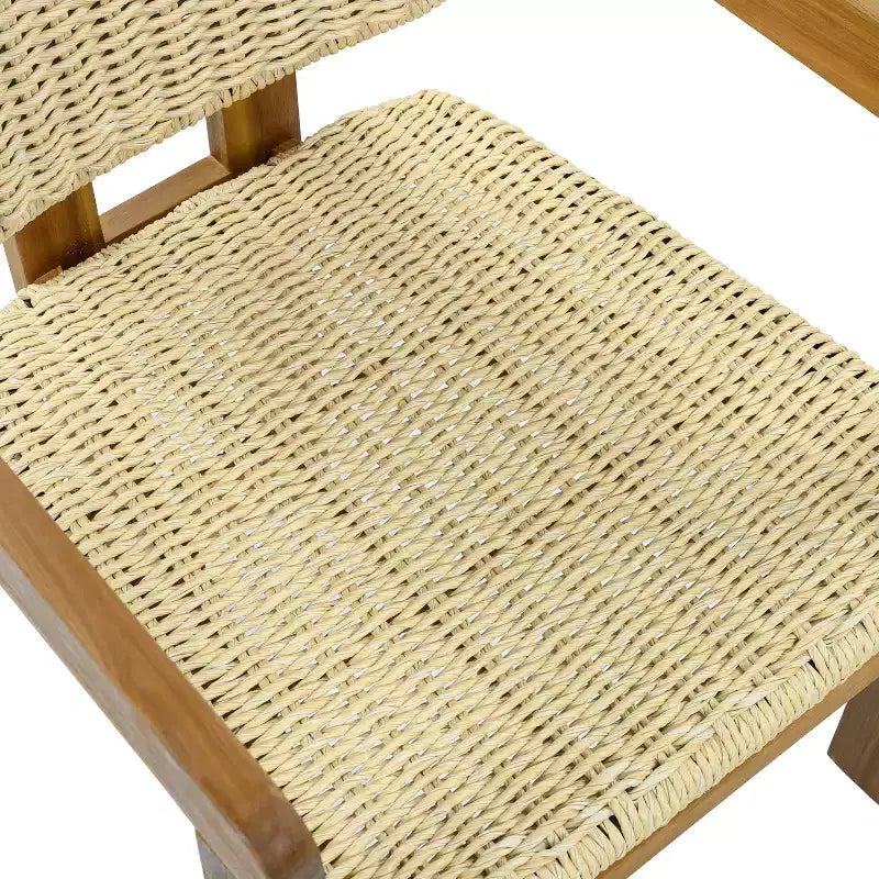 GDFStudio Andre Set di 2 Sedie da Esterno in Legno di Acacia e Rattan Intrecciato