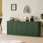 JVNOXK 67-inch modern wavy sideboard,6-door cabinet with storage function, suitable for kitchen,bedroom,living room, Green