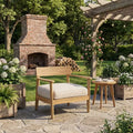 ModernLuxe Outdoor Acacia Wood Club Chairs with Beige Cushions, Ergonomic Teak Finish Patio Chairs for Garden/Patio