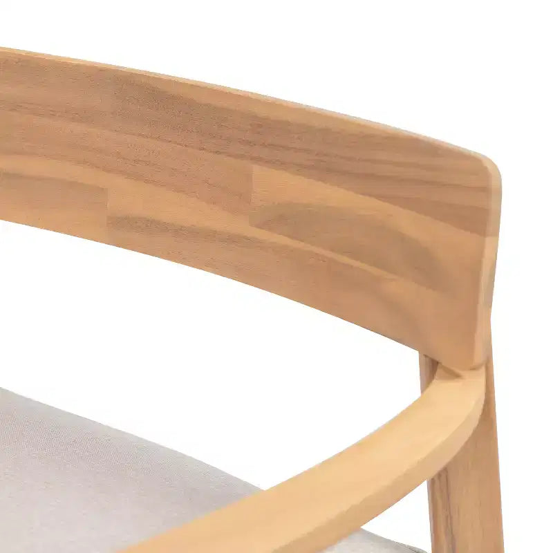 Sedie da club ModernLuxe per esterni in legno di acacia con cuscini beige, sedie da patio ergonomiche con finitura in teak per giardino/patio