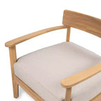 Sedie da club ModernLuxe per esterni in legno di acacia con cuscini beige, sedie da patio ergonomiche con finitura in teak per giardino/patio
