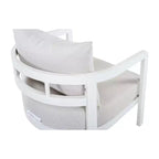 Poltrona da esterno ModernLuxe in alluminio, poltrona moderna inossidabile da giardino con cuscino beige, sedia da salotto per il cortile
