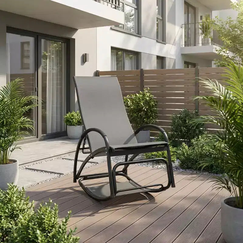 Sedia a Dondolo Convertibile da Esterno Gymax con Schienale Regolabile in 4 Posizioni e Braccioli Ergonomici Curvi