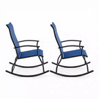 Gymax 2PC/4PC Outdoor Rocking Chairs with Ventilated Backrest and Smooth Secure Rocking Motion Navy + Black/Brown + Black/Black