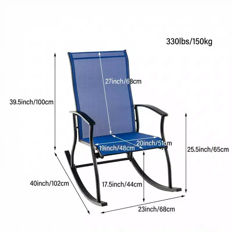 Gymax 2PC/4PC Outdoor Rocking Chairs with Ventilated Backrest and Smooth Secure Rocking Motion Navy + Black/Brown + Black/Black