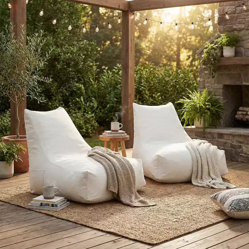 Christopher Knight Home Ramona Modern Patio Olefin Bean Bag Chairs (Set of 2)