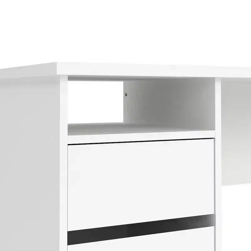 Tvilum, Scrivania da Ufficio Wes con 3 Cassetti e Ripiano Aperto, Bianco