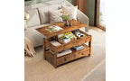 DEXYLLO Coffee Table, Lift Tabletop for Living Room & Dining Table, Lift Coffee Table with 2 Drawers, Large Storage and Open Shelf