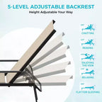 Outdoor Lounge Chair Set of 2,5-Position Reclining Patio Chaise,Breathable Textilene Fabric,Metal Frame, Patio Recliner for Garden, Balcony