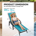 Outdoor Lounge Chair Set of 2,5-Position Reclining Patio Chaise,Breathable Textilene Fabric,Metal Frame, Patio Recliner for Garden, Balcony