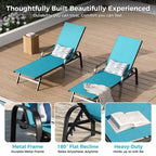 Outdoor Lounge Chair Set of 2,5-Position Reclining Patio Chaise,Breathable Textilene Fabric,Metal Frame, Patio Recliner for Garden, Balcony