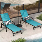 Outdoor Lounge Chair Set of 2,5-Position Reclining Patio Chaise,Breathable Textilene Fabric,Metal Frame, Patio Recliner for Garden, Balcony