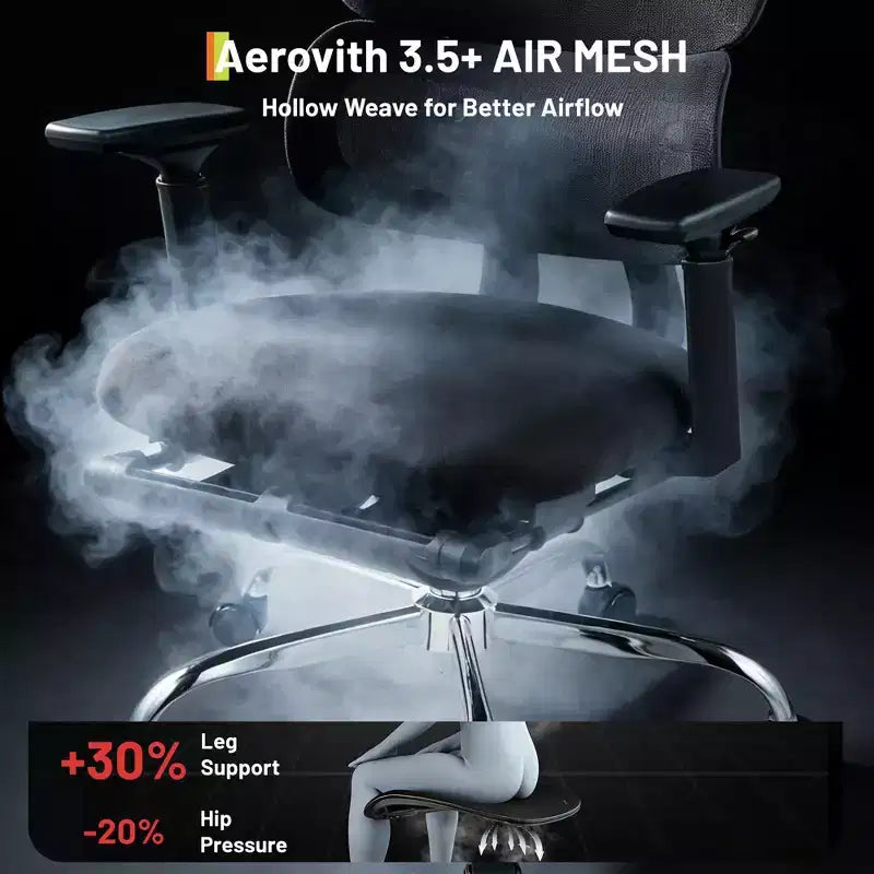 Sedia da ufficio/gaming ergonomica con schienale alto in rete, portata massima 180 kg con braccioli ribaltabili, poggiatesta, supporto lombare e gambe regolabili, reclinabile