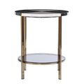 HomeRoots 24 Black Manufactured Wood And Iron Round End Table With Two Shelves