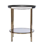 HomeRoots 24 Black Manufactured Wood And Iron Round End Table With Two Shelves