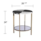 HomeRoots 24 Black Manufactured Wood And Iron Round End Table With Two Shelves