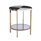HomeRoots 24 Black Manufactured Wood And Iron Round End Table With Two Shelves