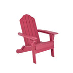Gymax 1PC Outdoor Folding Adirondack Chair with Weatherproof Design and Built-in Beverage Holder for Your Garden Navy/Red