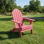 Gymax 1 Sedia Pieghevole Adirondack da Esterno con Design Resistente alle Intemperie e Portabevande Integrato per il Tuo Giardino Blu Navy/Rosso