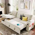84 Sleeper Sofa with Storage & Charging Station, Convertible Sectional Sofa Bed with Pull-Out Bed, Velvet Couch for Living Room