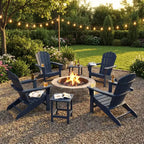 Folding Adirondack Chairs Set of 4 with 2 Side Tables, Modern Outdoor HDPE Chairs for Patio, Deck Balcony Backyard Lawn