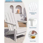 Folding Adirondack Chairs Set of 4 with 2 Side Tables, Modern Outdoor HDPE Chairs for Patio, Deck Balcony Backyard Lawn