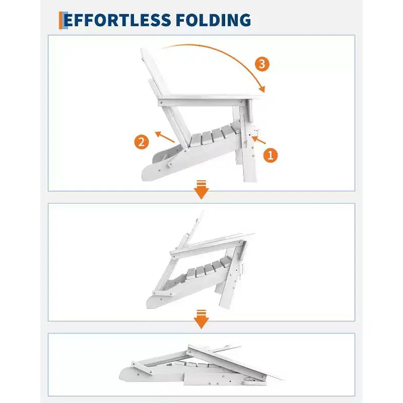 Folding Adirondack Chairs Set of 4 with 2 Side Tables, Modern Outdoor HDPE Chairs for Patio, Deck Balcony Backyard Lawn