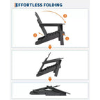 Folding Adirondack Chairs Set of 4 with 2 Side Tables, Modern Outdoor HDPE Chairs for Patio, Deck Balcony Backyard Lawn