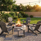 Folding Adirondack Chairs Set of 4 with 2 Side Tables, Modern Outdoor HDPE Chairs for Patio, Deck Balcony Backyard Lawn