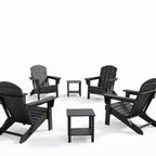 Folding Adirondack Chairs Set of 4 with 2 Side Tables, Modern Outdoor HDPE Chairs for Patio, Deck Balcony Backyard Lawn