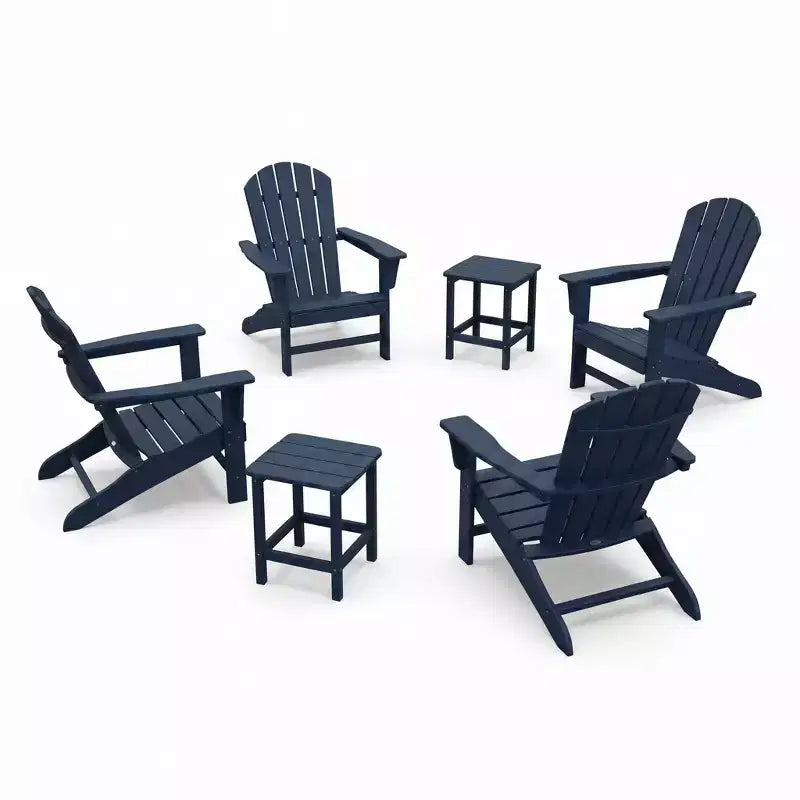 Set di 4 sedie Adirondack pieghevoli con 2 tavolini, moderne sedie da esterno in HDPE per patio, terrazza, balcone, prato