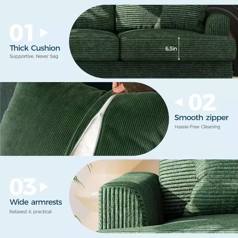 SunnyFurn Divano a Nuvola in Peluche da 218 cm, 3 Posti con Sedute Profonde, 2 Cuscini Rimovibili per Lo Schienale e Cuscini Decorativi per Soggiorno/Camera da Letto/Appartamenti